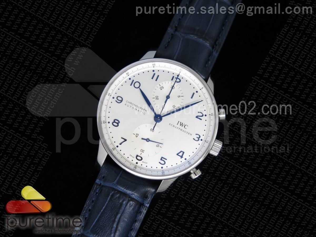 ZF공장 IWC 포르투기저 371446 크로노 / 가죽 Portuguese Chrono IW371446 ZF 1:1 Best Edition on BlueLeather Strap A7750 (Same Thickness as Genuine)