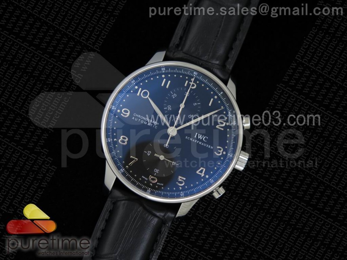 ZF공장 IWC 포르투기저 371447 크로노 / 가죽 Portuguese Chrono IW371447 ZF 1:1 Best Edition on Black Leather Strap A7750 (Same Thickness as Genuine)