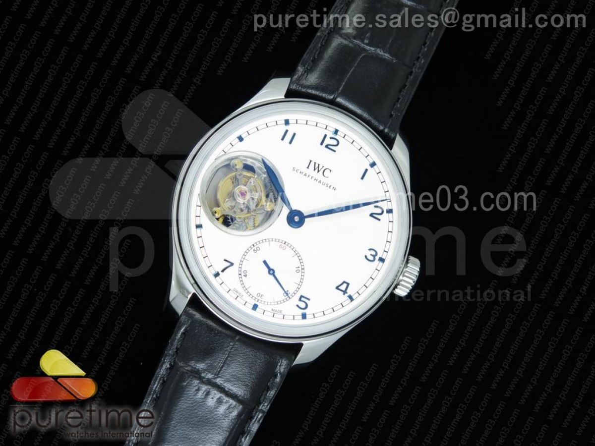 YL공장 IWC 포르투기저 5463 뚜르비옹 화이트다이얼 블루마크 / 가죽 Portuguese Tourbillon IW5463 SS YLF Best Edition White Dial Blue Markers on Black Leather Strap