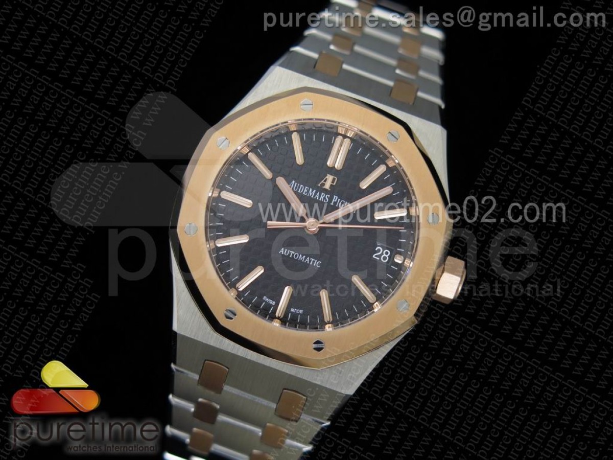 JF공장 오데마피게 로얄오크 37MM 블랙다이얼 로즈골드콤비 / 브슬 Royal Oak 37mm 15450 RG Bezel JF 1:1 Best Edition Black Dial on SS/RG Bracelet A3120