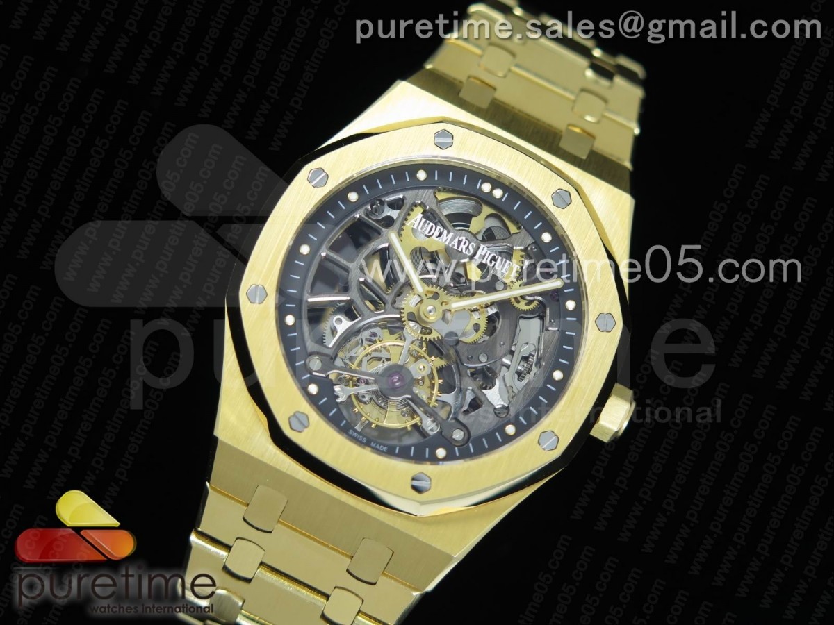 오데마피게 로얄오크 뚜르비옹 스켈레톤다이얼 옐로우골드 / 브슬 Royal Oak Tourbillon Extra-Thin Openworked YG Skeleton Dial on YG Bracelet