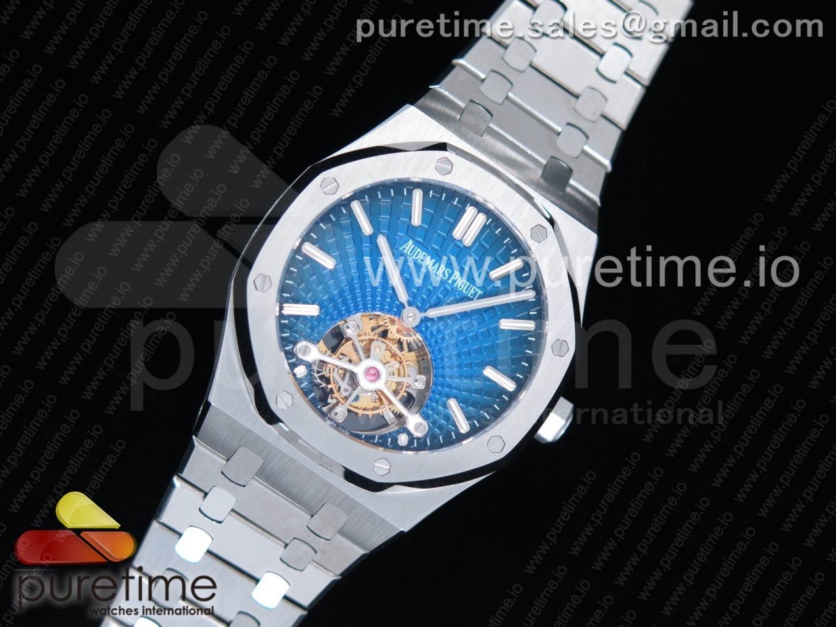 R8공장 오데마피게 로얄오크 2018 SIHH 뚜르비옹 블루다이얼 / 브슬 Royal Oak 2018 SIHH SS Tourbillon R8F Blue Sunburst Tapisserie Dial on SS Bracelet