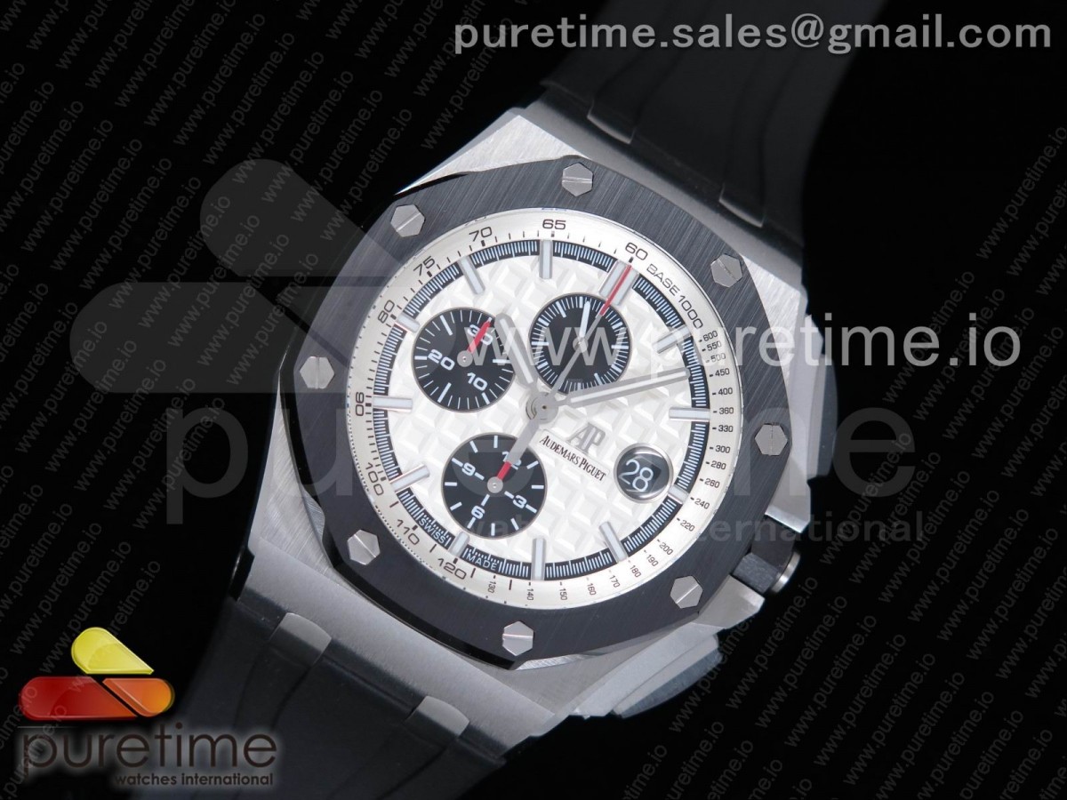 JF공장 오데마피게 로얄오크 오프쇼어 44MM 블랙세라믹베젤 / 러버스트랩  Royal Oak Offshore 44mm SS Updated Black Ceramic Bezel JF 1:1 Best Edition on Rubber Strap A3126 V2 w/ Cyclops and DW Mod