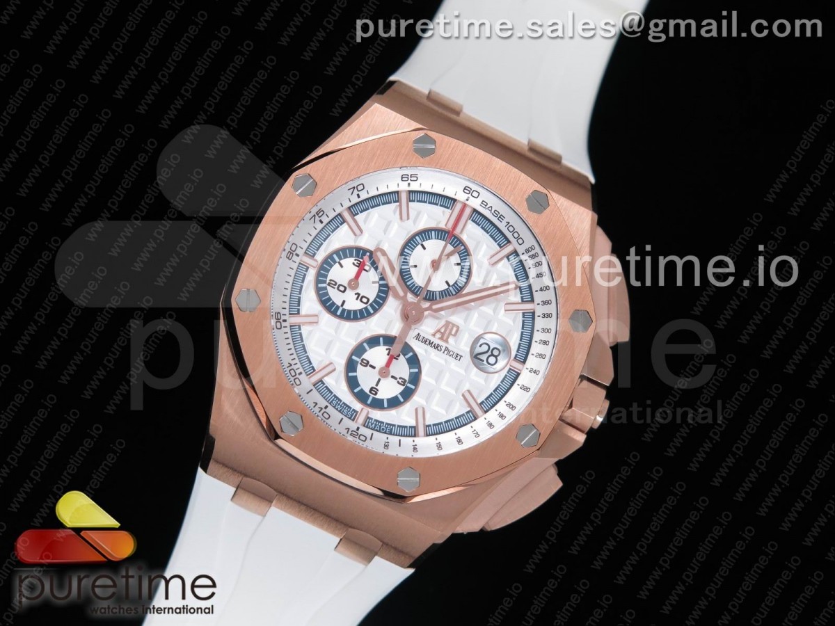 JF공장 오데마피게 로얄오크 오프쇼어 44MM 로즈골드 써머에디션 / 화이트러버스트랩 Royal Oak Offshore 2017 44mm RG Summer Edition JF 1:1 Best Edition on White Rubber Strap A3126 V2 w/ Cyclops