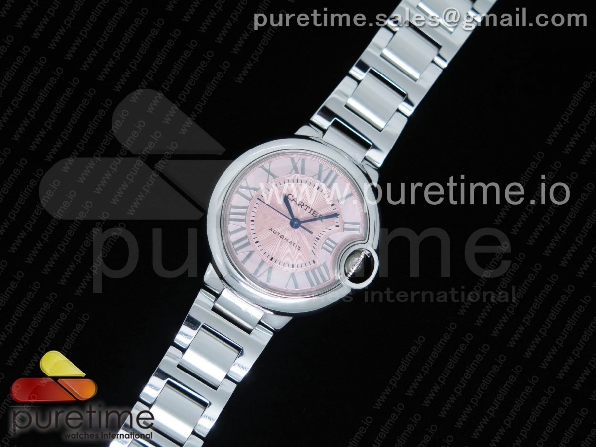AF공장 까르띠에 발롱블루33MM 핑크 텍스트다이얼 / 브슬 Ballon Bleu 33mm SS AF 1:1 Best Edition Pink Textured Dial on SS Bracelet Cal.076