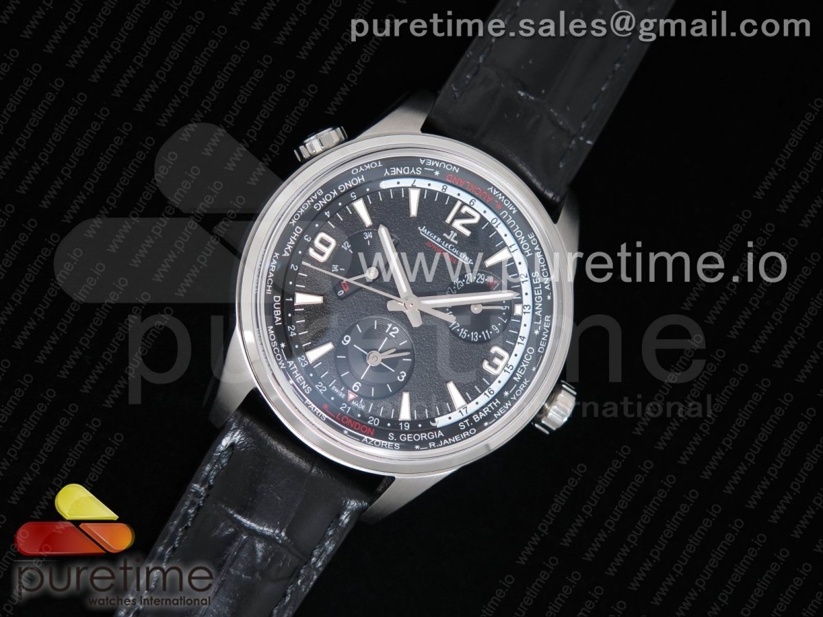 TW공장 예거르클트르 폴라리스 지오그래픽 블랙다이얼 / 가죽 Polaris Geographic WT SS Black Textured Dial on Black Leather Strap A936