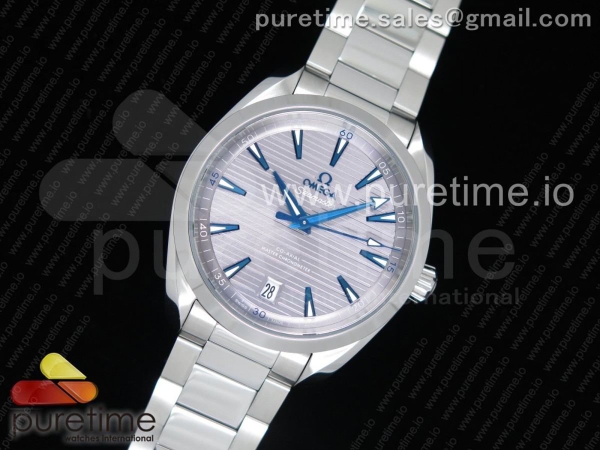VS공장 오메가 아쿠아테라 150M  Aqua Terra 150M Master Chronometers VSF 1:1 Best Edition Gray Dial Blue Hand on SS Bracelet A8900 Super Clone