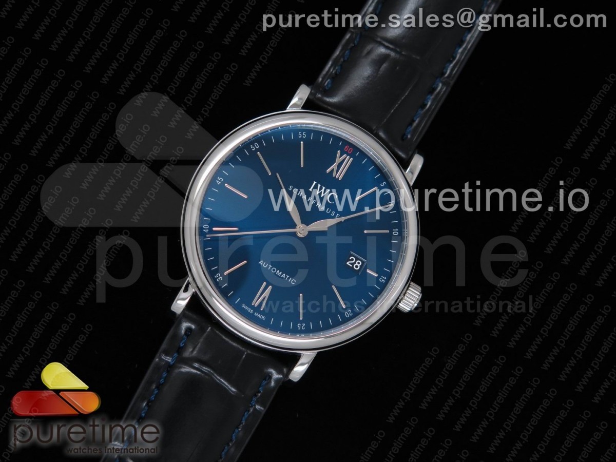 98K공장 IWC 포르토피노 Portofino Automatic SS 98KF 1:1 Best Edition Blue Dial on Black Leather Strap A2892