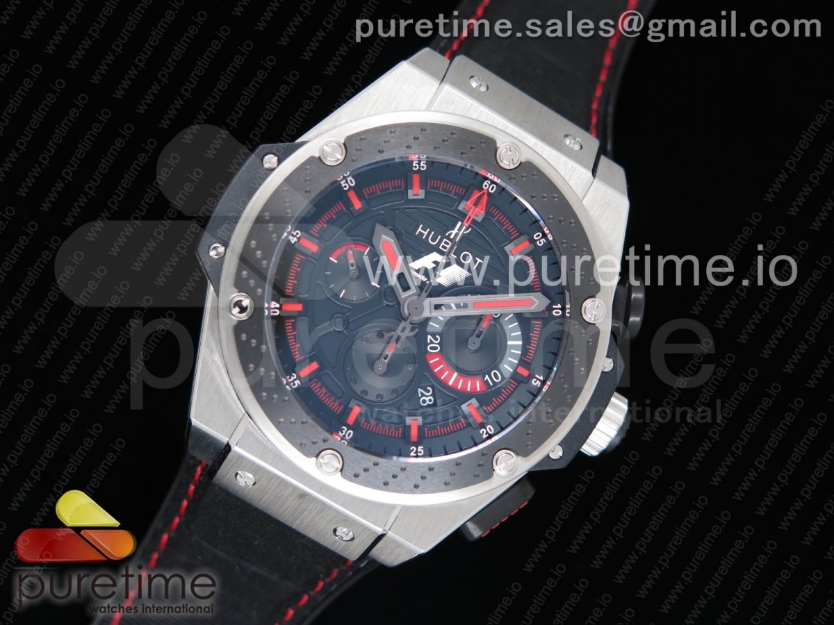 V6공장 위블로 빅뱅 핑 파워 Big Bang King Power F1 SS/Ceramic V6F 1:1 Best Edition Black Dial on Black Gummy Strap HUB4104