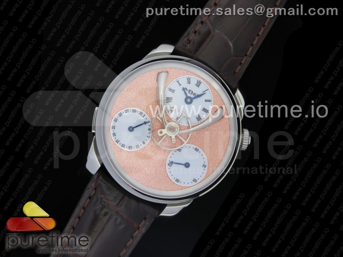 CY공장 엠비앤에프 레거시 머신 MB&F Legacy Machine Split Escapement Watch CYF Best Edition Orange Dial on Brown Leather Strap