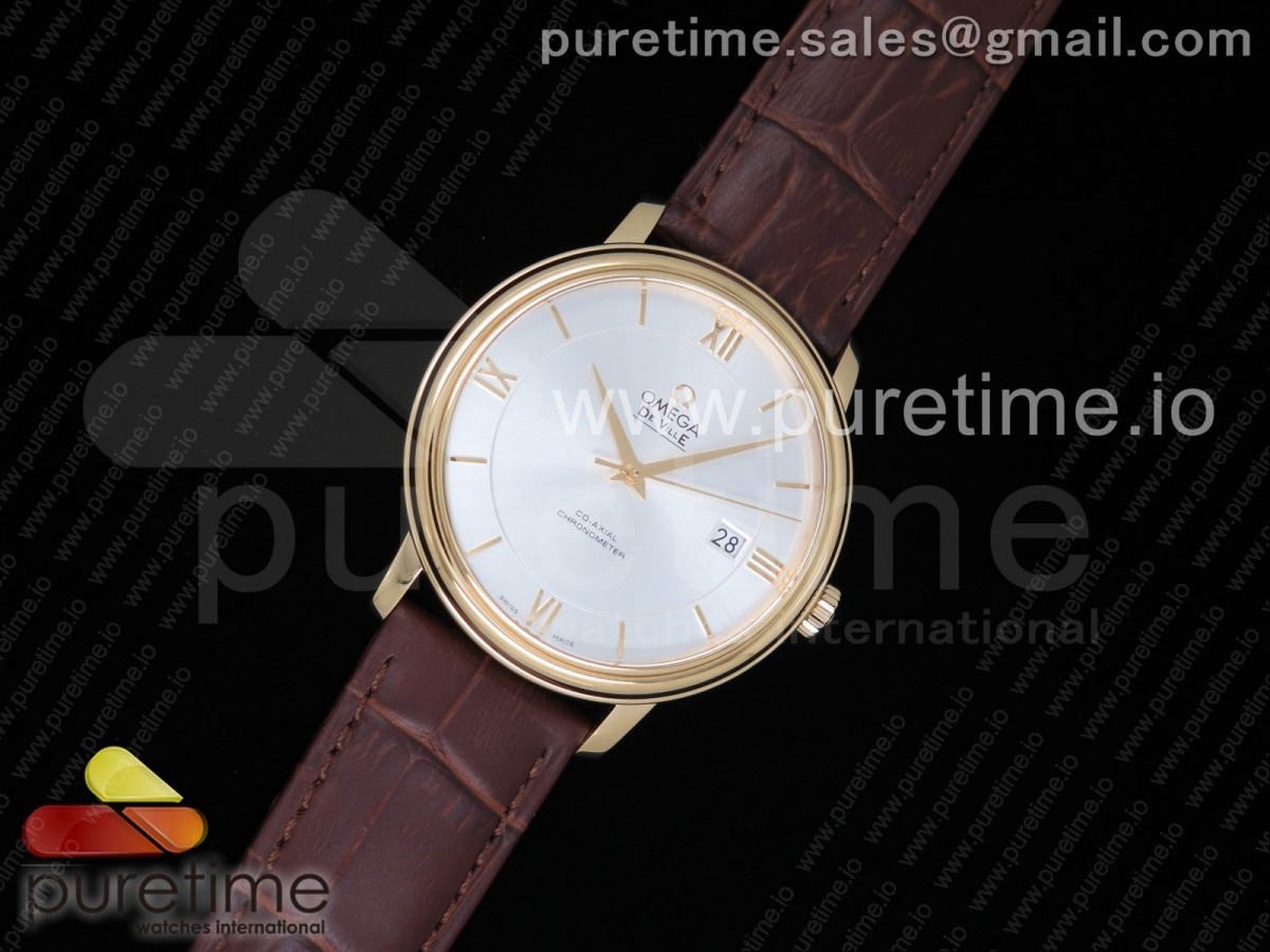WF공장 오메가 드빌 실버 다이얼 옐로우 골드 / 가죽  De Ville YG WF 11 Best Edition Silver Dial on Brown Leather Strap 9015