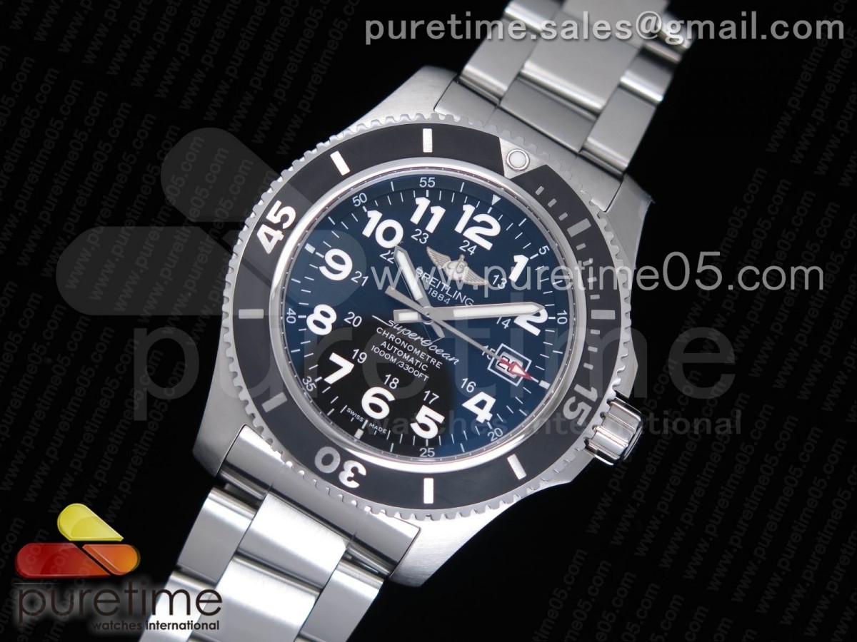 GF공장 브라이틀링 슈퍼오션 2 44mm 블랙다이얼 / 브슬  SuperOcean II 44mm GF 11 Best Edition Black Dial on SS Bracelet A2824