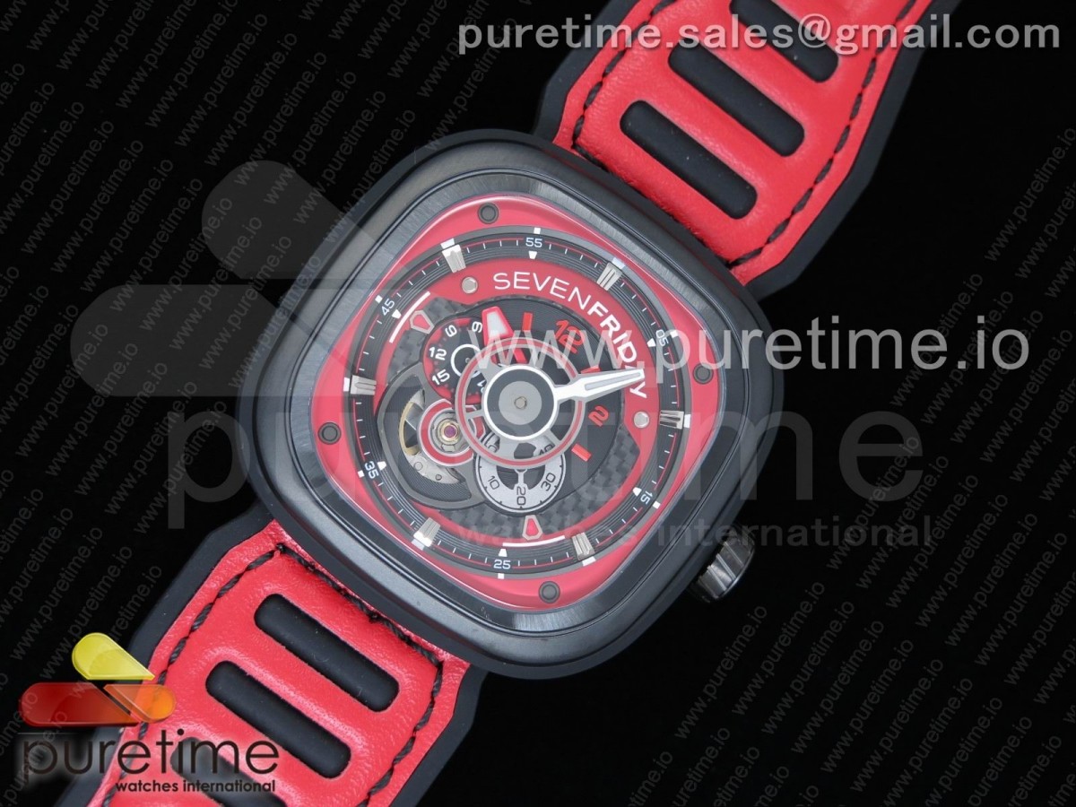 세븐프라이데이 P3B/06 레이싱팀 레드 레더 스트랩 Sevenfriday P3B/06 Racing Team Red on Red Leather Strap Miyota 82S7