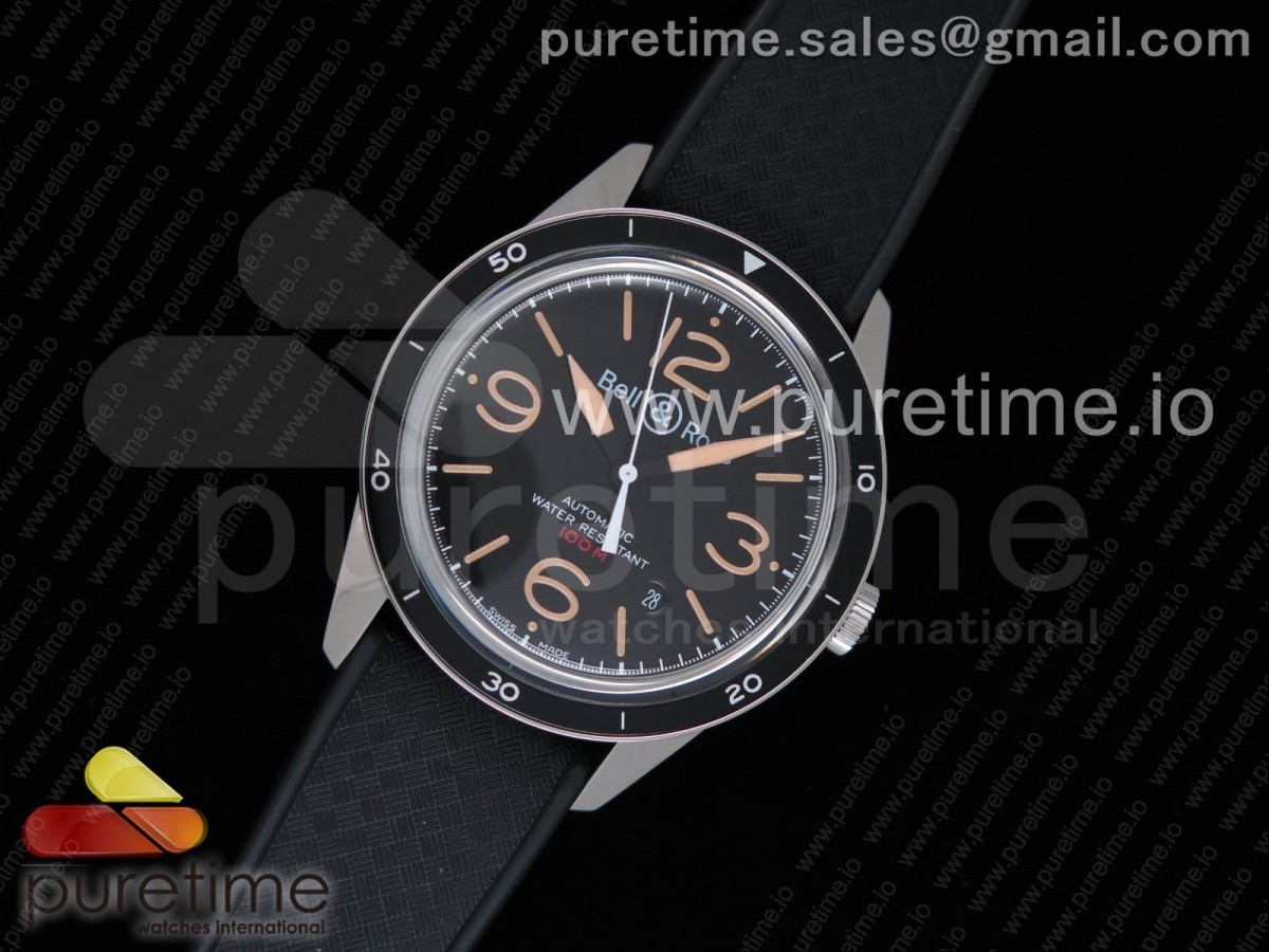벨엔로스 빈티지 BR-V2 스틸 헤리티지 블랙 다이얼 블랙 러버 스트랩  Vintage BR-V2 Steel Heritage Black Dial on Black Rubber Strap MIYOTA 9015