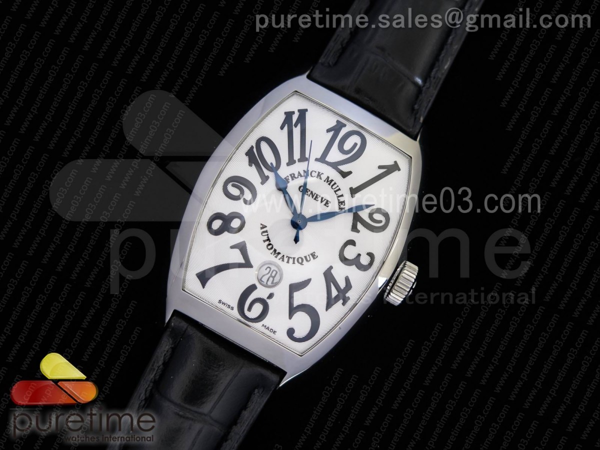 GF공장 프랭크뮬러 카사블랑카 8880 오토매틱 화이트 텍스처드 Casablanca 8880 Automatique SS GF 1:1 Best Edition White Textured Dial on Black Leather Strap A2824