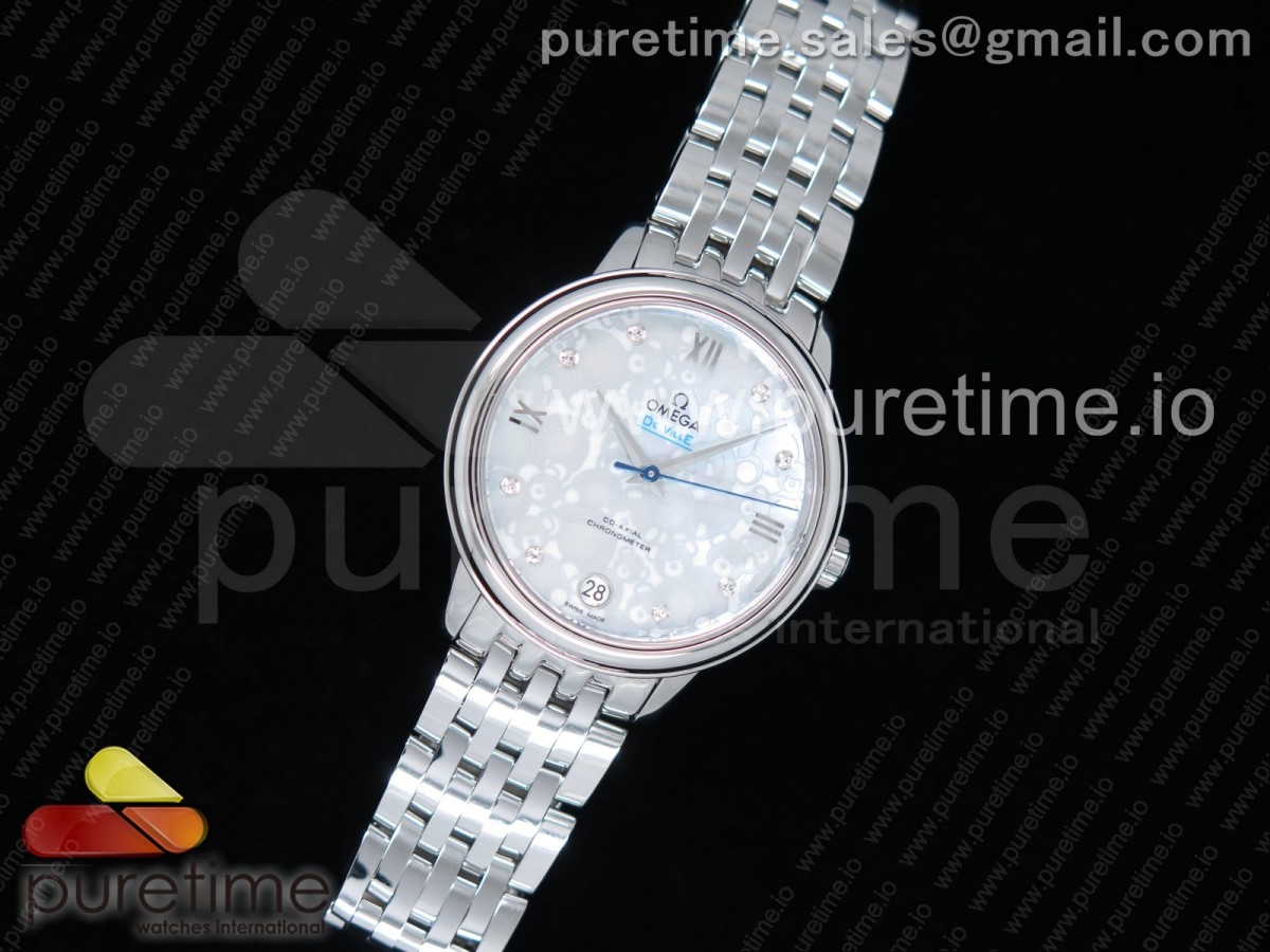MK공장 드빌 프레스티지 여성용 화이트다이얼 다이아인덱스  De Ville Prestige Ladies 32.7mm SS MKF 11 Best Edition White Textured Dial Diamonds Markers on SS Bracelet MIYOTA 9015(여성용)