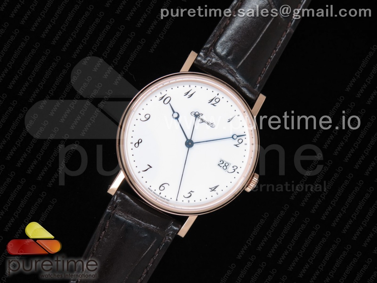 FK공장 V2 브레게 클래식 5177 화이트다이얼 로즈골드 가죽 /Classique Auto 5177 RG FKF 11 Best Edition White Dial on Brown Leather Strap MIYOTA 9015 V2