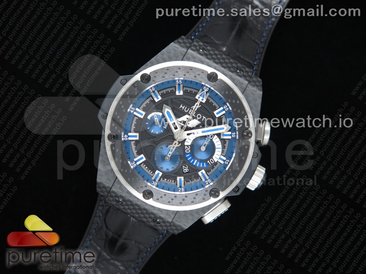 V6공장 빅뱅 페라리 F1 카본피버 블랙블루 다이얼 가죽 / Big Bang Ferrari F1 Carbon Fiber V6F Limited Edition BlackBlue Dial on Black Leather Strap HUB4100