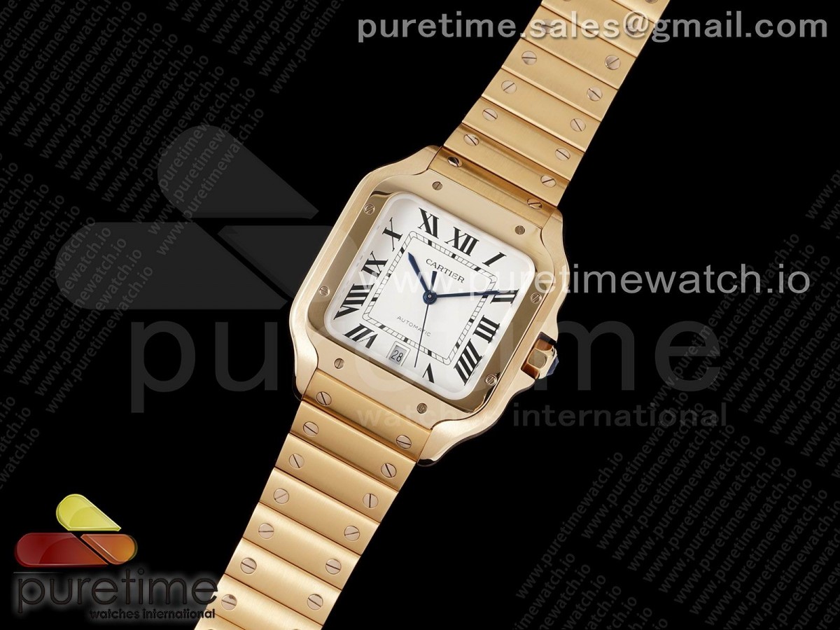 GF공장 V2 까르띠에 산토스 드 라지 40MM 로즈골드 금통 화이트다이얼 + 가죽  / Santos de Cartier 40mm RG GF 11 Best Edition White Dial on RG SmartLinks Bracelet MIYOTA 9015 V2 