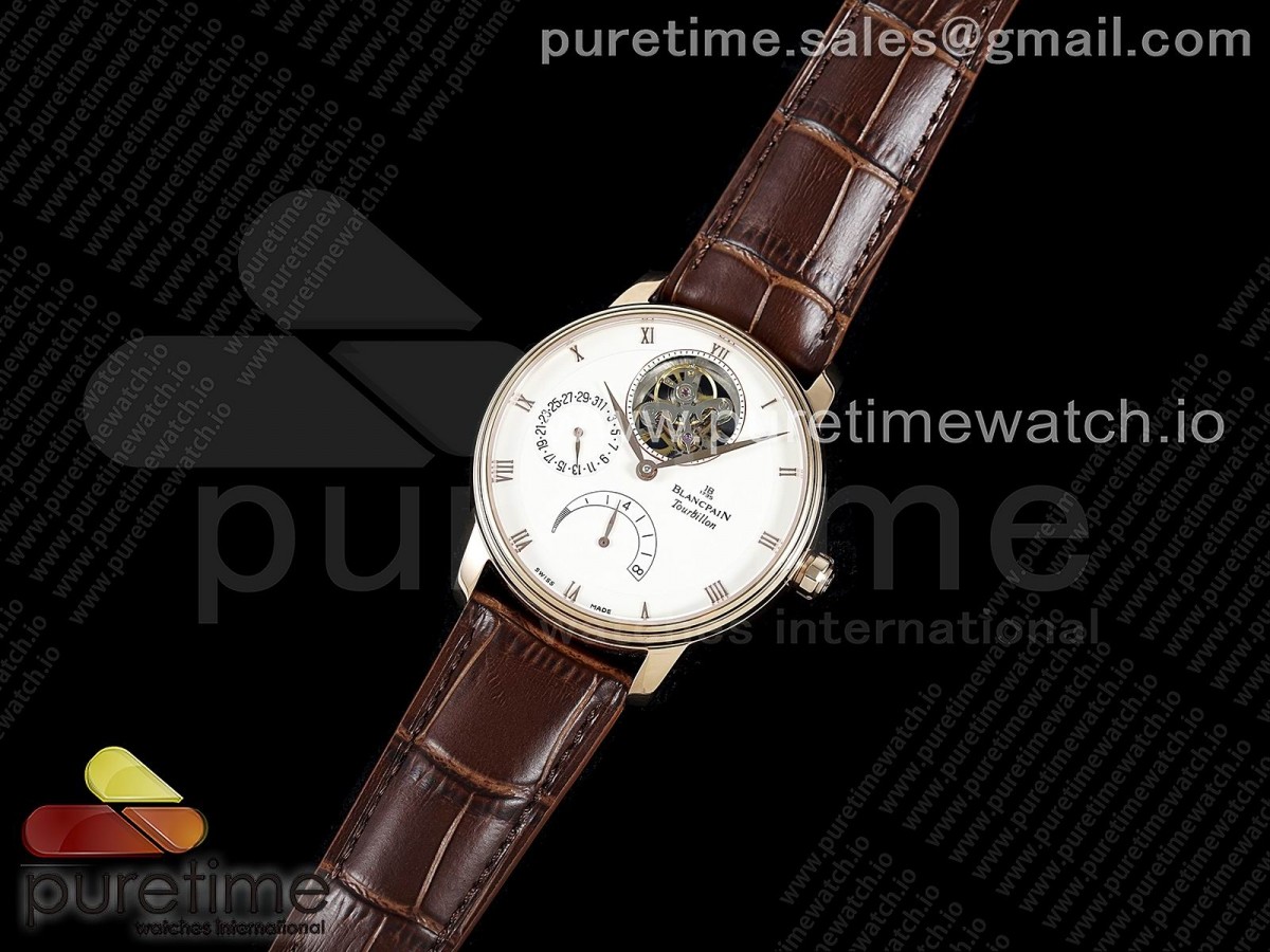 JB공장 블랑팡 빌레레 투어빌론 로즈골드 화이트다이얼 브라운가죽 / Villeret Tourbillon RG Real PR JBF Best Edition White Dial on Brown Leather Strap V2