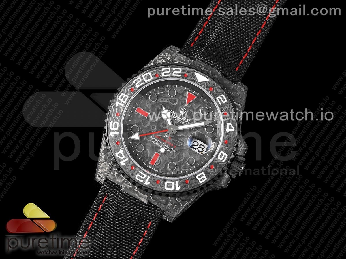 OM공장 롤렉스 GMT마스터 DIW카본 블랙레드 블랙다이얼 나일론 / GMT DIW Carbon OMF Best Edition BlackRed Black Dial on Black Nylon Strap SA3186 CHS