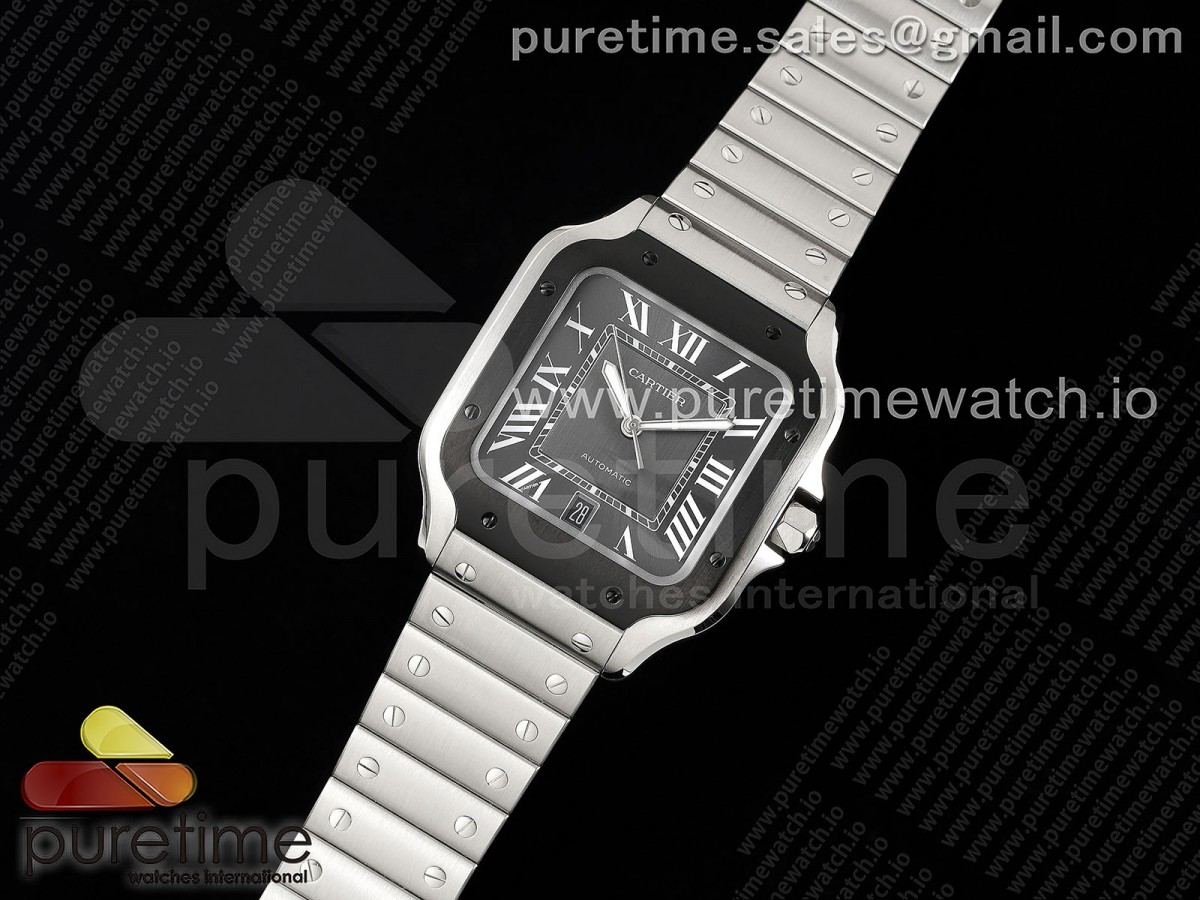 3K공장 까르띠에 산토스 드 블랙다이얼 40MM 브슬 라지 / Santos de Cartier 40mm SS 3KF 11 Best Edition White Dial Black Bezel on SS Bracelet MIYOTA 9015