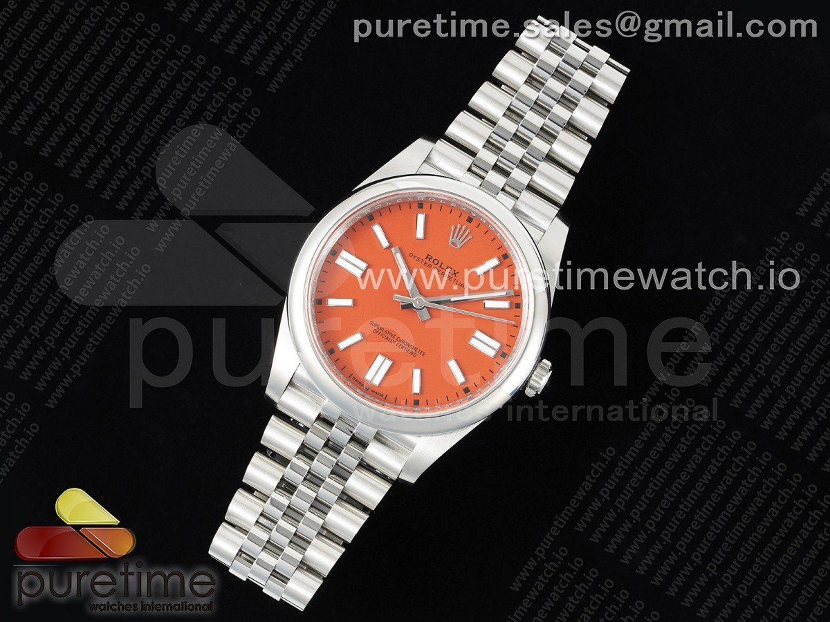 EW공장 롤렉스 오이스터퍼페츄얼 41MM 레드다이얼 쥬빌레 (인덱스틀어짐 교환X)  / Oyster Perpetual 41mm 124300 EWF Best Edition Red Dial on SS Jubilee Bracelet A3230
