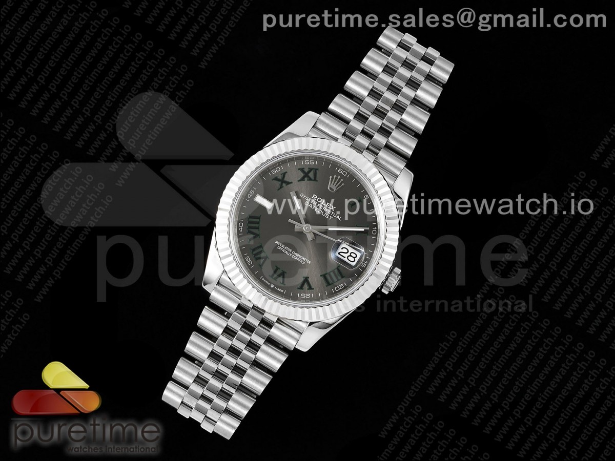 VS공장 롤렉스 데이저스트 41미리 윔블던  DateJust 41 126330 904L SS VSF 11 Best Edition Gray Dial Green Roman on Jubilee Bracelet VS3235