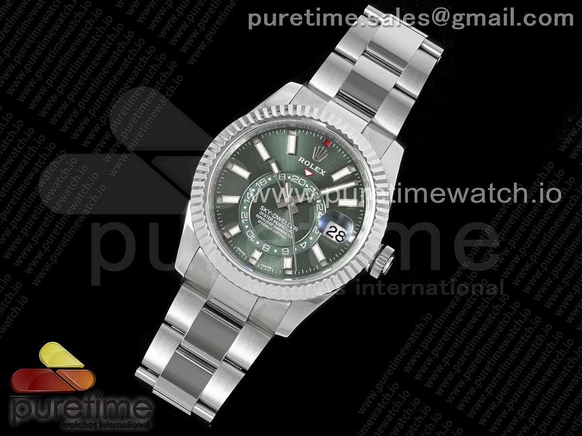 ZF공장 롤렉스 스카이드웰러 그린다이얼 스틸브레이슬릿 Sky-Dweller 326934 904L SS ZF 11 Best Edition Green Dial on SS Bracelet A2824