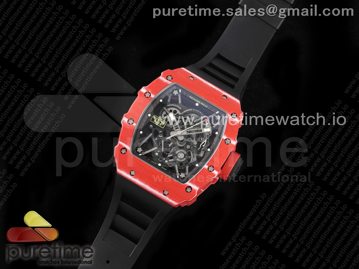 SONICF공장 V2 리차드밀 RM035 레드카본케이스 스켈레톤다이얼 블랙러버스트랩 RM035 Red Carbon SONIC Best Edition Skeleton Dial on Black Rubber Strap Clone RMUL2 V2