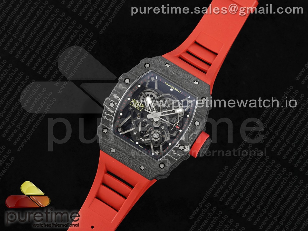 SONICF공장 V2 리차드밀 RM035 카본 스켈레톤다이얼 레드러버스트랩 RM035 Carbon SONIC Best Edition Skeleton Dial on Red Rubber Strap Clone RMUL2 V2