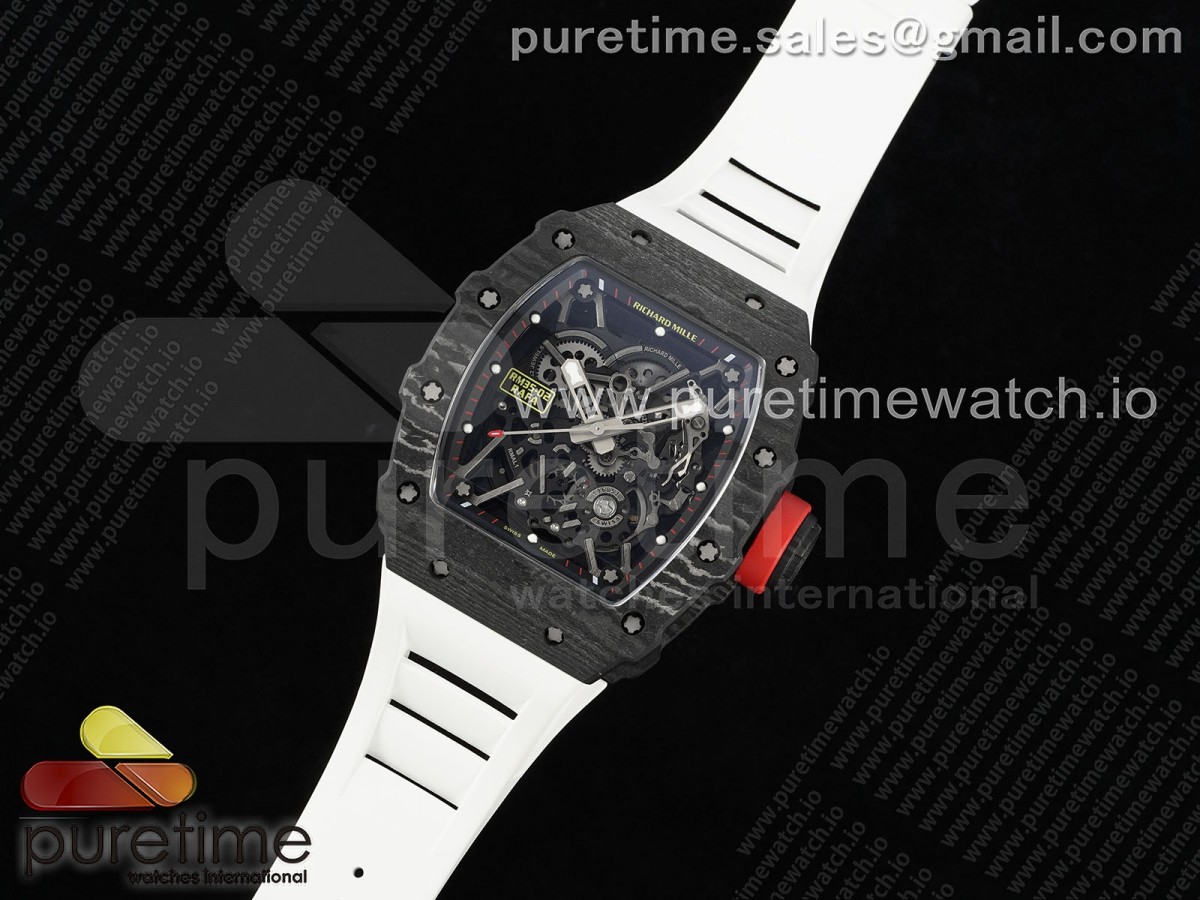 SONICF공장 V2 리차드밀 RM035 카본 스켈레톤다이얼 화이트러버스트랩 RM035 Carbon SONIC Best Edition Skeleton Dial on White Rubber Strap Clone RMUL2 V2