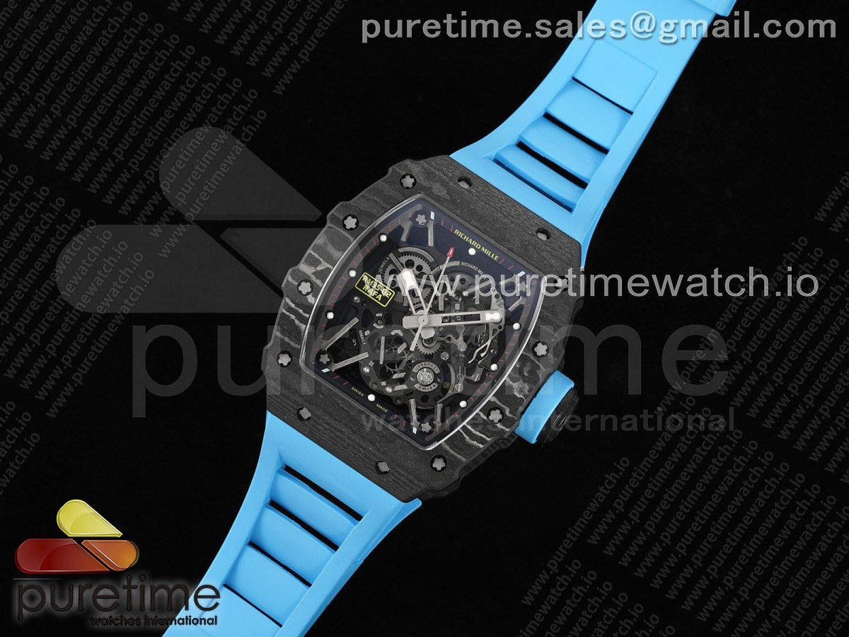 SONICF공장 V2 리차드밀 RM035 카본 스켈레톤다이얼 블루러버스트랩 RM035 Carbon SONIC Best Edition Skeleton Dial on Blue Rubber Strap Clone RMUL2 V2