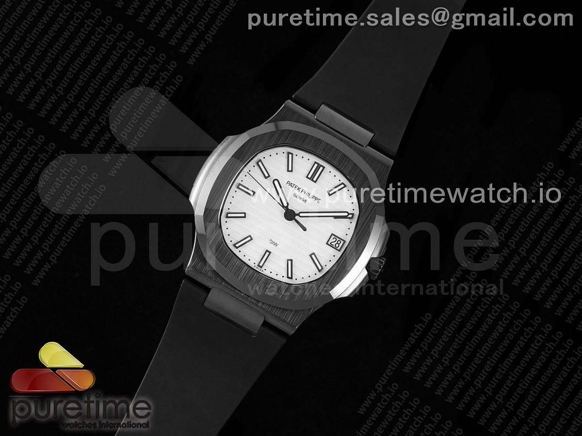 AMGF공장 파텍필립 AET노틸러스 5711 블랙세라믹 화이트다이얼 블랙러버스트랩 AET Nautilus 5711 Black Ceramic AMGF Best Edition White Dial on Black Rubber Strap MIYOTA 9015
