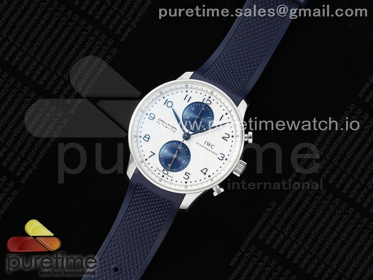 Z+F공장 IWC 파일럿 포르투기저 크로노 화이트/블루다이얼 블루러버스트랩 Portuguese Chrono IW3716 Z+F 11 Best Edition WhiteBlue Dial on Blue Rubber Strap A69355
