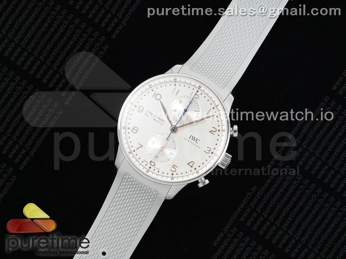 Z+F공장 IWC 파일럿 포르투기저 크로노 화이트다이얼 그레이러버스트랩 Portuguese Chrono IW3716 Z+F 11 Best Edition White Dial on Gray Rubber Strap A69355
