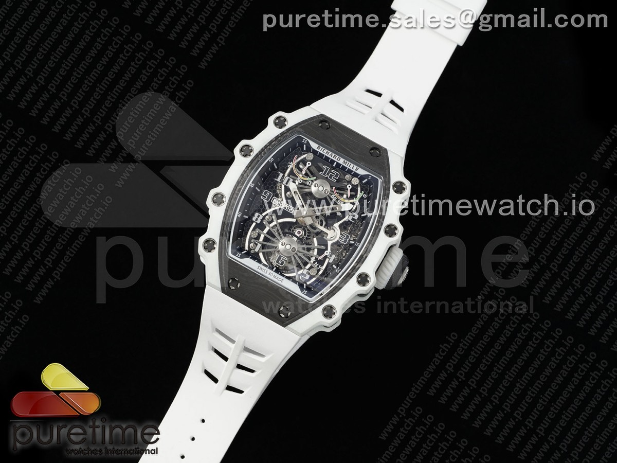 RMF공장 리차드밀 RM21 뚜르비옹 화이트쿼츠 파이버블랙카본 화이트러버스트랩 RM21 Tourbillon White Quartz Fiber Black Carbon RMF Best Edition on White Rubber Strap