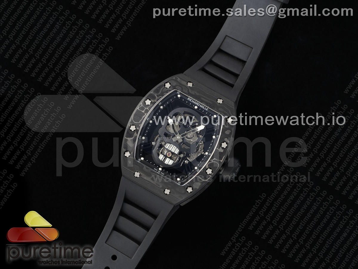 YS공장 RM52 투어빌론 RM52 Black Skull Tourbillon Black Carbon YSF Best Edition on Black Rubber Strap