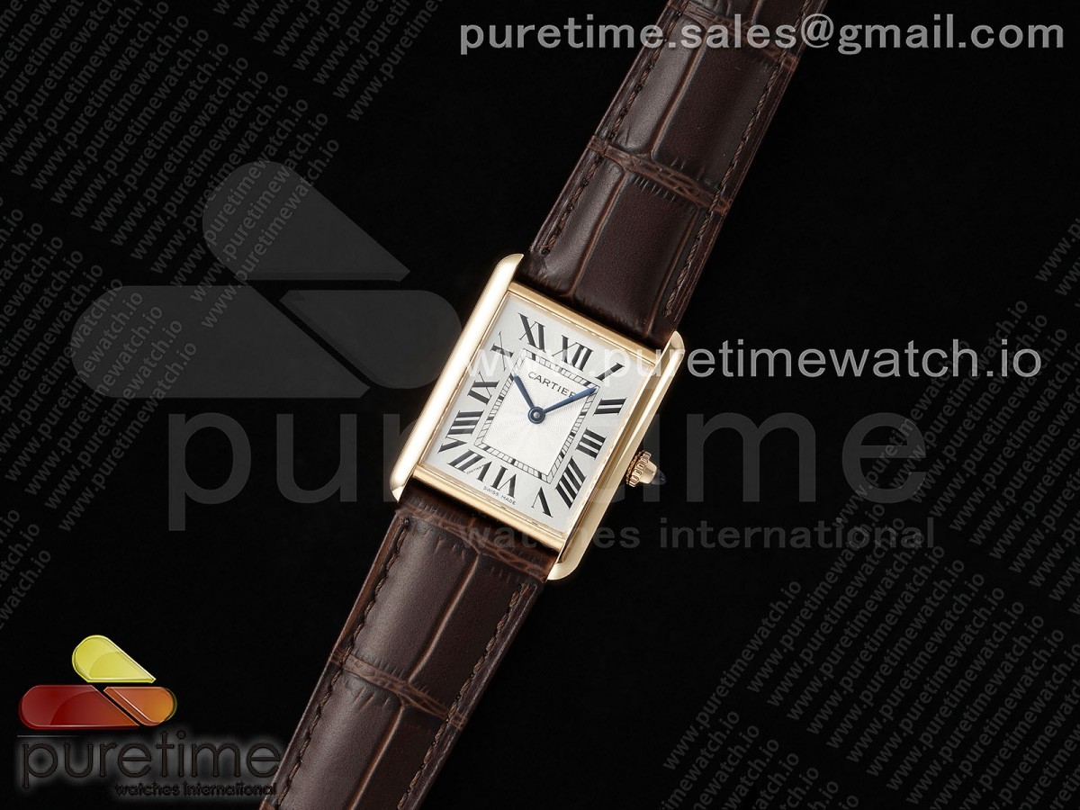 AF공장 까르띠에 탱크머스트 25.5미리 라지사이즈 브라운스트랩 Tank Must RG 25.5mm AF 11 Best Edition White Dial on Brown Leather Strap Ronda Quartz