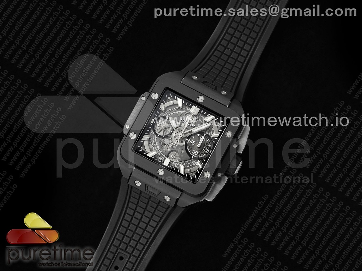 BBF공장 위블로 스퀘어뱅 유니코 블랙세라믹 스켈레톤다이얼 블랙러버스트랩 Square Bang Unico Black Ceramic BBF 11 Best Edition on Rubber Strap A1280