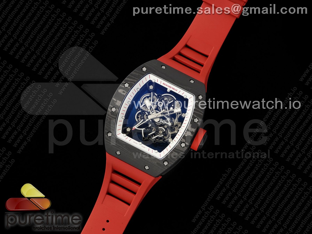 ZF공장 리차드밀 RM055 카본 RM055 NTPT ZF 11 Best Edition White Bezel Red Crown on Red Rubber Strap RMUL2 Super Clone