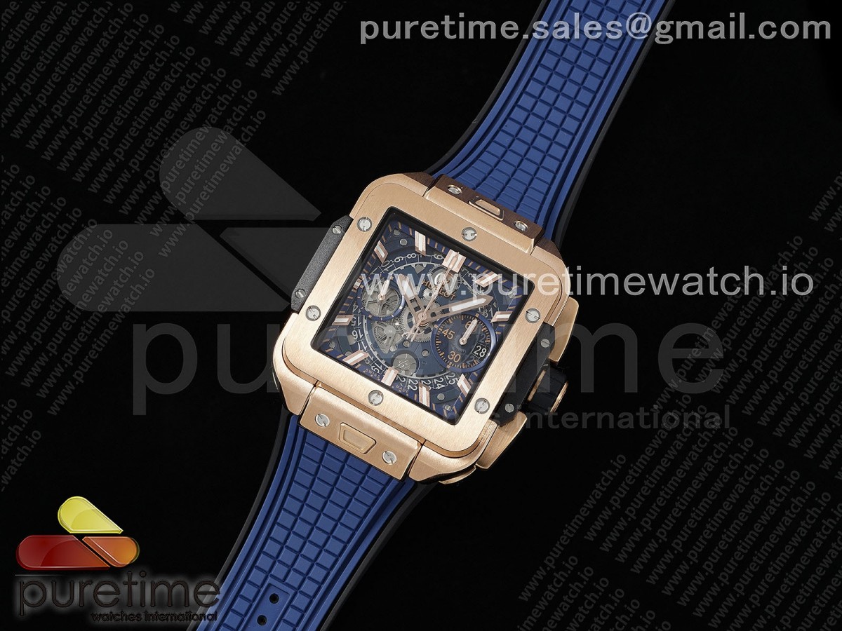 BBF공장 위블로 스퀘어뱅 유니코 로즈골드 스켈레톤다이얼 블루러버스트랩 Square Bang Unico 42mm RG BBF 11 Best Edition Blue Skeleton Dial on Blue Rubber Strap A1280