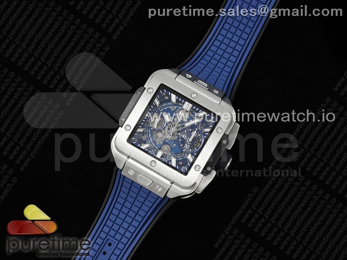 BBF공장 위블로 스퀘어뱅 유니코 티타늄 스켈레톤다이얼 블루러버스트랩 Square Bang Unico 42mm Titanium BBF 11 Best Edition Blue Skeleton Dial on Blue Rubber Strap A1280