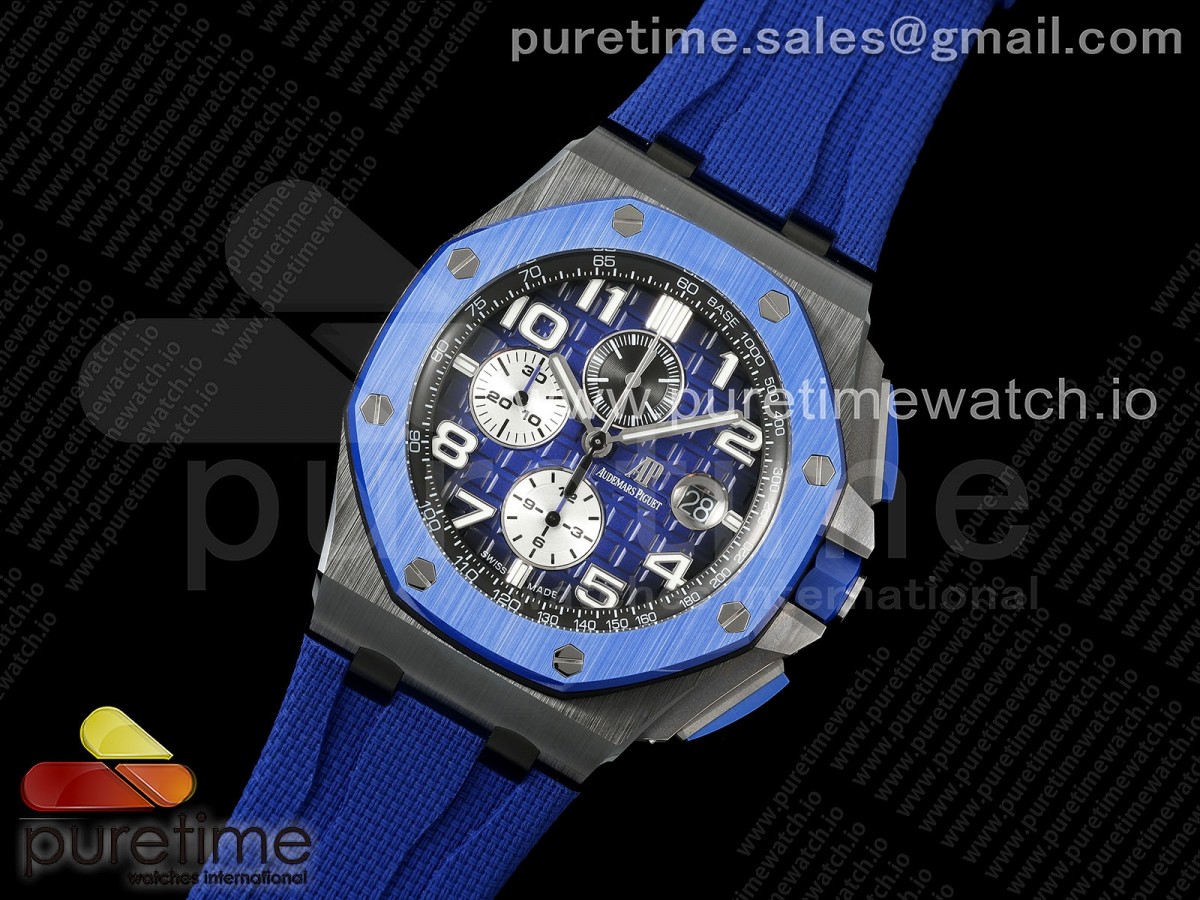TKF공장 오데마피게 로얄오크 오프쇼어 44미리 블랙세라믹 블루다이얼 블루러버스트랩 Royal Oak Offshore 44mm Black Ceramic TKF 11 Best Edition Blue Dial on Blue Rubber Strap A3126