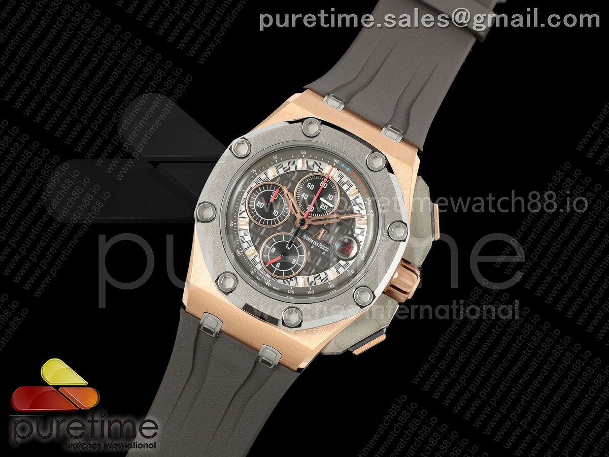 TKF공장 오데마피게 로얄오크 오프쇼어 슈마허 로즈골드 그레이다이얼 그레이러버스트랩 Royal Oak Offshore Schumacher RG TKF Best Edition GrayBlack Dial on Gray Rubber Strap A3126