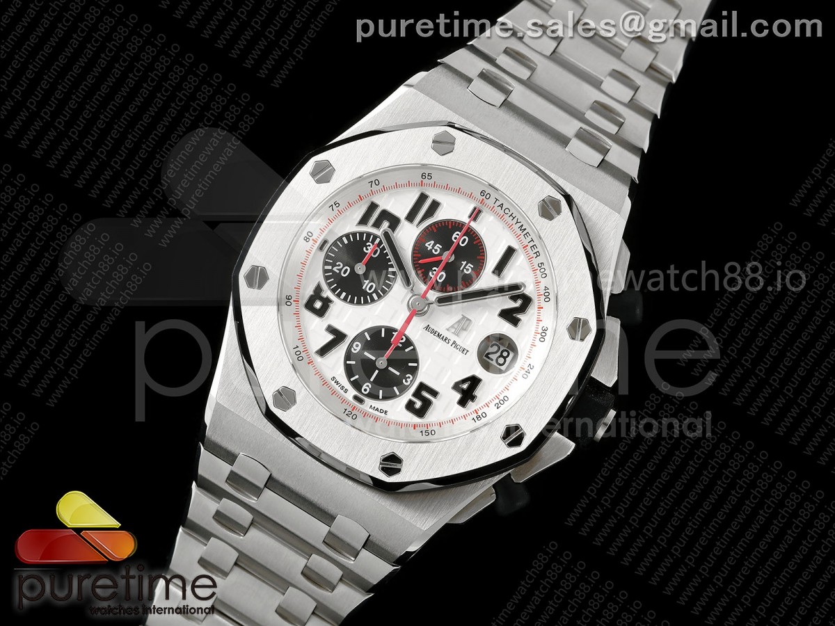 TKF공장 오데마피게 로얄오크 오프쇼어 42미리 팬더 화이트다이얼 스틸브레이슬릿 Royal Oak Offshore 42mm Panda SS TKF Best Edition WhiteBlack Dial on SS Bracelet A7750