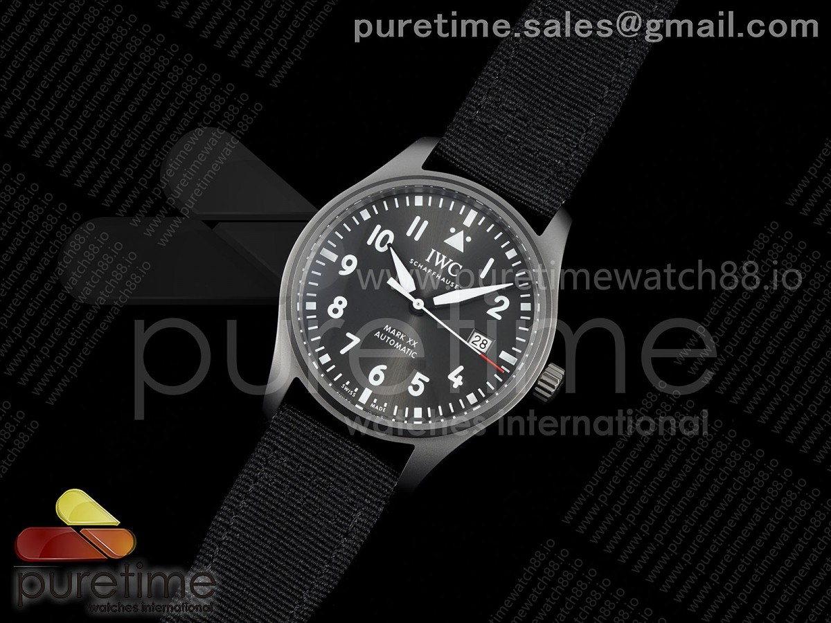 M+F공장 IWC 마크20 파트루이유스위스 티타늄 그레이다이얼 블랙나일론스트랩 Mark XX Patrouille Suisse Titanium IW328209 M+F 11 Best Edition on Black Nylon Strap Miyota9015