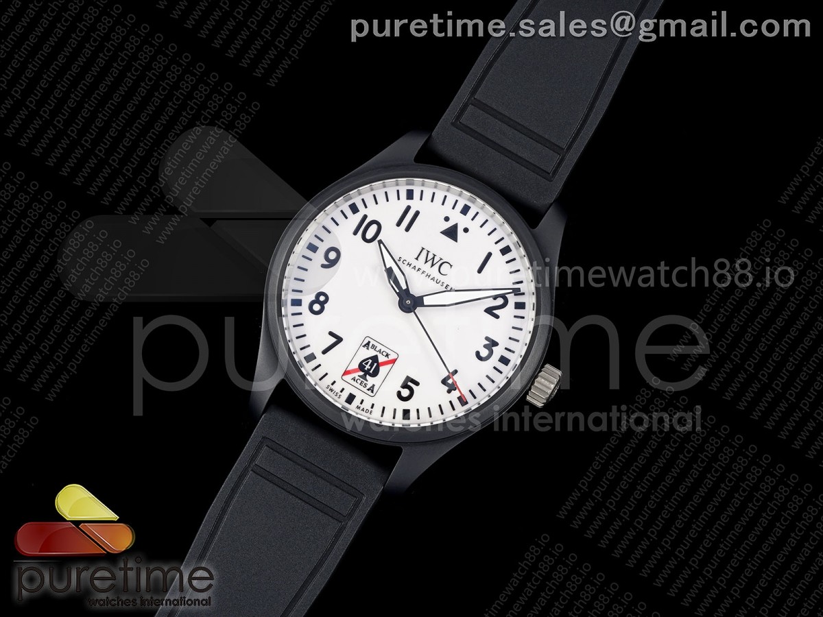 M+F공장 IWC 파일럿41 블랙에이스 블랙세라믹케이스 화이트다이얼 블랙나일론스트랩 Pilot 41 Black Aces IW326905 M+F 11 Best Edition on Black Nylon Strap Miyota9015