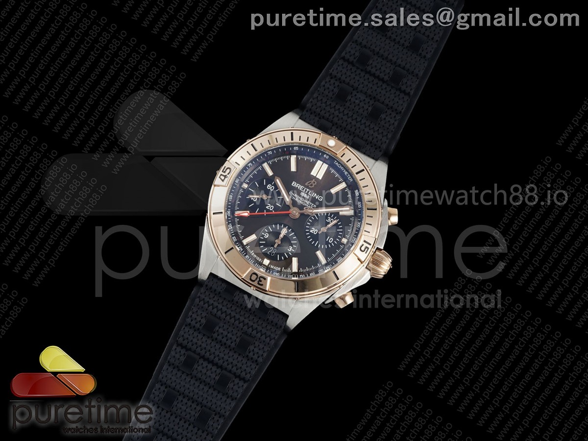 TF공장 브라이틀링 크로노맷 B01 러버스트랩 Chronomat B01 42mm SSRG TF 11 Best Edition Brown Dial on Black  Rouleaux Strap A7750 V2