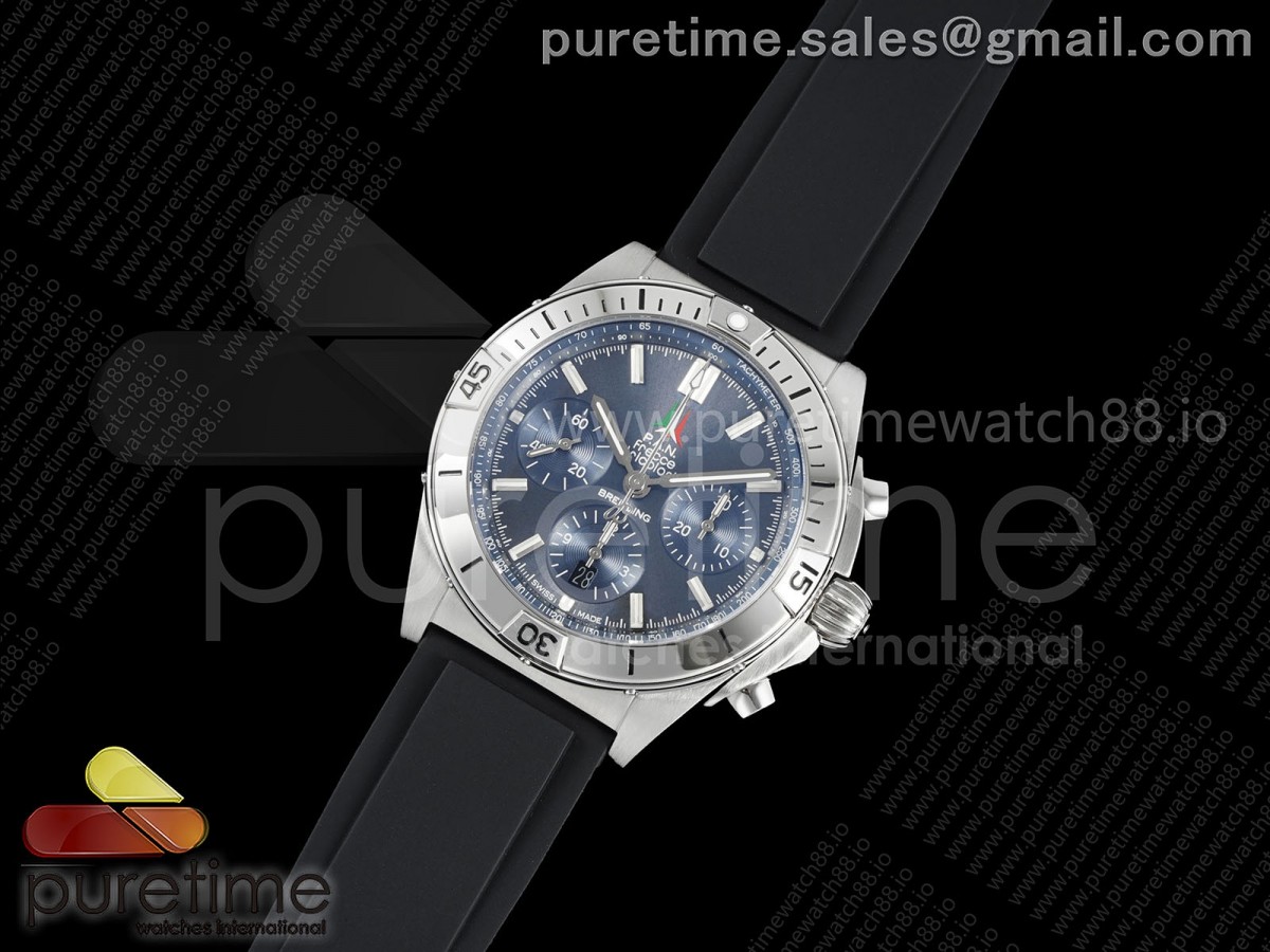 TF공장 브라이틀링 크로노맷 B01 러버스트랩 Chronomat B01 42mm SS TF 11 Best Edition Blue Dial on Black Rubber Strap A7750 V2